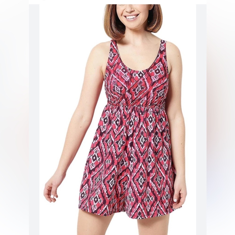 Denim & Co Beach Mesh WrapFrontSwim Romper Swimsuit Sz 6